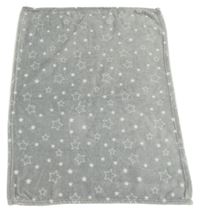Sivá plyšová deka s hviezdičkami
