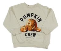 Smotanová oversize mikina s dýněmi a nápismi F&F