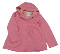 Růžový šusťákový jarní kabát s beruškou a kapucí dopodopo