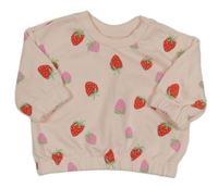 Světlerůžová oversize mikina s jahůdkami PRIMARK