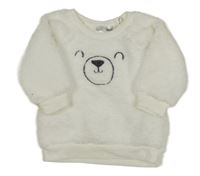Biela huňatá mikina s medvedíkom Ergee