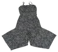 Čierno-biely kvietkovany nohavicový overal New Look