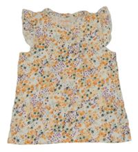 Biele tričko s kvietkami a volánikmi lupilu