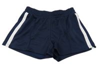 Tmavomodré športové kraťasy s bielymi pruhmi H&M