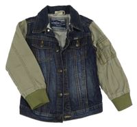 Tmavomodro-khaki riflová jarní bunda ZARA