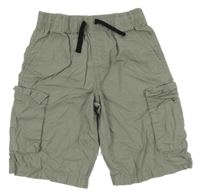 Světlekhaki kostkované cargo plátěné kraťasy C&A