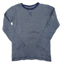 Tmavomodro-biele pruhované melírované tričko H&M