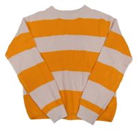 Oranžovo-svetloružový pruhovaný rebrovaný pletený crop sveter H&M