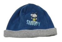 Modro/tmavomodro-šedá fleecová čepice se Snooppym PEANUTS