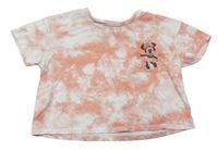 Ružovo-biele batikované crop tričko s Minnie George