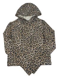 Hnedá crop mikina s leopardím vzorom a kapucňou George