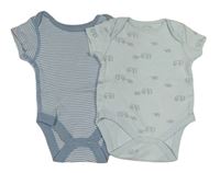 2x body - světlemodré se slony + modro-bílé pruhované