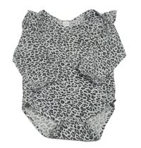 Bílo-šedé body s leopardím vzorem a volánky