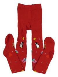 Červené pančuchy s obrázkami H&M