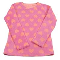 Ružová chlpatá pyžamová mikina so srdiečkami Yd.