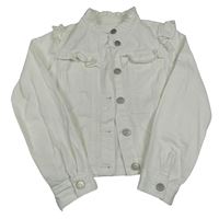 Biela rifľová crop bunda s volánikmi Dunnes