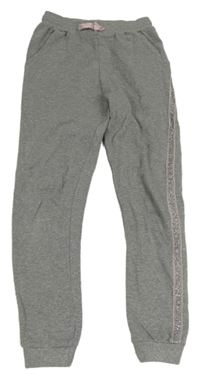 Sivé melírované trblietavé tepláky s pruhmi X-Mail