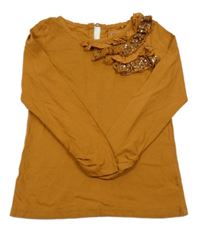 Hnedé tričko s volániky s flitrami Next