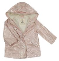 Růžová třpytivá nepromokavá jarní bunda s kapucí F&F
