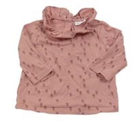 Starorůžové květované triko s límečkem Next