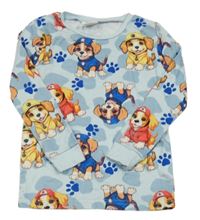 Světlemodré vzorované pyžamové triko se psy Shein