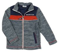 Tmavomodrá melírovaná fleecová prepínaci mikina s šusťákem Topolino