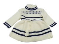 Smetanové svetrové šaty s rolákem a kotvami