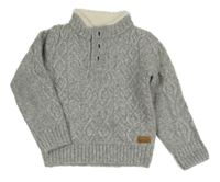Šedý melírovaný svetr s knoflíky C&A