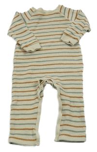 Béžovo-hnědo-khaki pruhovaný pletený overal Name it