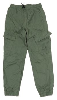 Khaki plátenné cargo cuff nohavice Y.F.K.