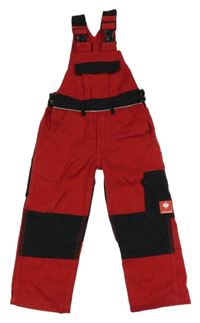 Červeno-černé pracovní laclové kalhoty s kapsami Engelbert Strauss