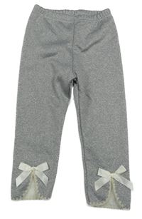 Sivé melírované zateplené legíny s mašľami Shein