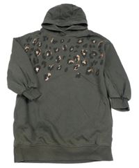 Tmavošedé teplákové šaty se vzorem a kapucí Next