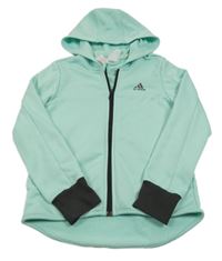Mátová sportovní propínací mikina s logem a kapucí Adidas