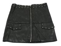 Čierna koženková prepínaci sukňa s cvokmi  River Island