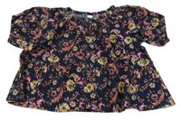 Tmavomodrá květovaná crop halenka Next