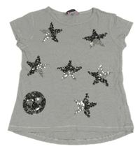 Bielo-čierne pruhované tričko s hvězdami z flitrů OVS