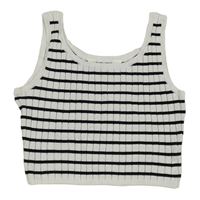 Bielo-čierny pruhovaný rebrovaný pletený crop top H&M