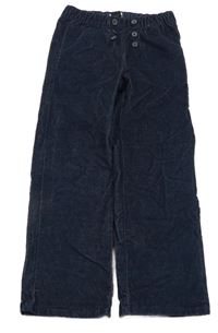 Tmavomodré manšestrové kalhoty s knoflíky L&D