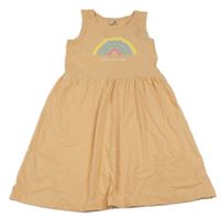 Oranžové bavlnené šaty s dúhou Yigga