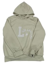 Béžová mikina s nápisom a kapucňou