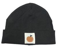 Antracitová žebrovaná čepice s nášivkou H&M