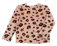 Růžová vzorovaná plyšová mikina s nápisem F&F