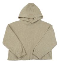 Béžová rebrovaná úpletová crop mikina s kapucňou F&F