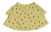 Žltá vrstvená bavlnená sukňa so zmrzlinami