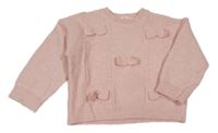 Ružový vlnený sveter s mašľami H&M