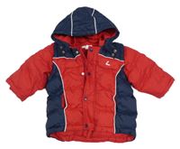 Červeno-tmavomodrá šusťáková zimní bunda s kapucí H&M