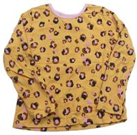 Okrové pyžamové tričko s leopardím vzorom Nutmeg