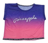 Modro-ružové crop žoržetové tričko s logom Pineapple