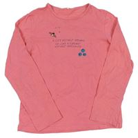 Růžové pyžamové triko s nápisem 
